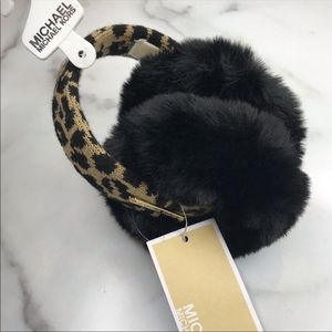 MICHAEL KORS Leopard Knit Faux Fur Earmuffs